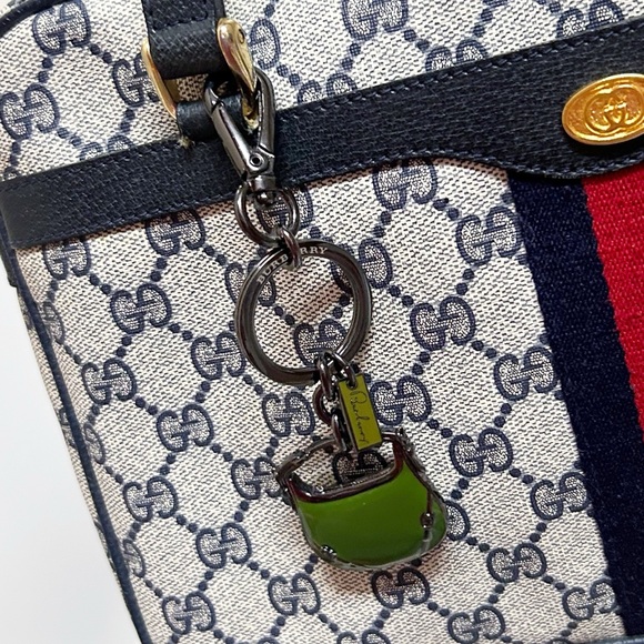 Burberry Accessories - Authentic Burberry New Gunmetal & Forest Green Mini Purse Bag Charm / Keychain